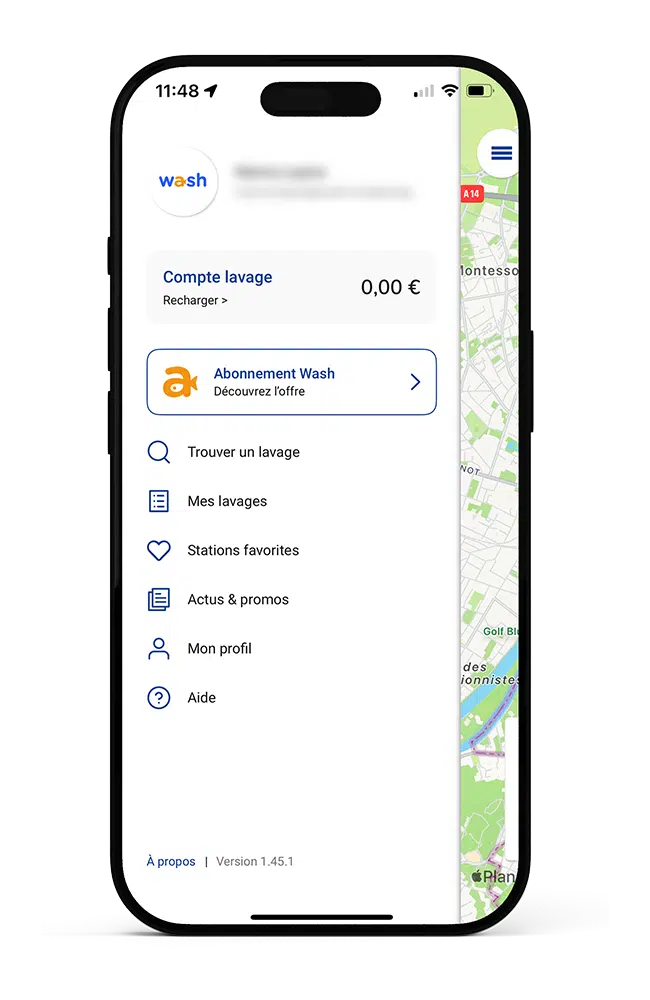 Abonnement Wash sur application Wash